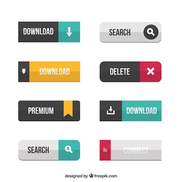 Cute web buttons of different design Vector | Premium Download