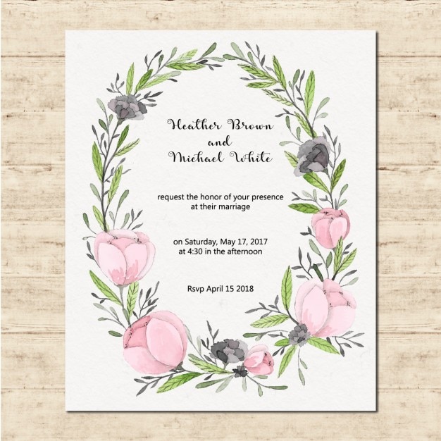 Free Vector Cute Wedding Card With A Floral Frame