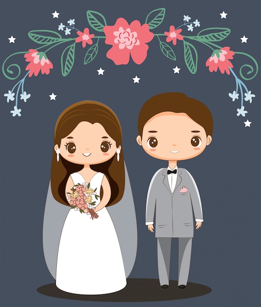 Premium Vector | Cute wedding couple cartoon character
