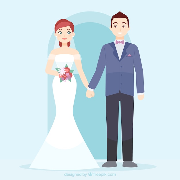 Download Free Vector | Cute wedding couple in love