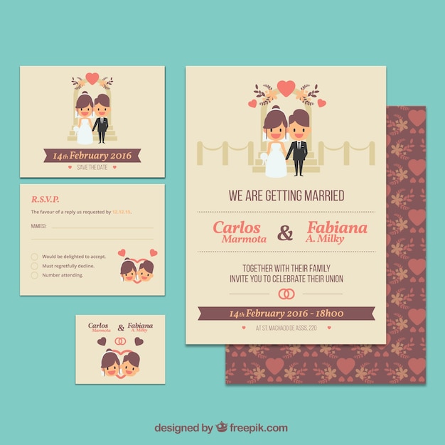 Cute wedding invitation vector