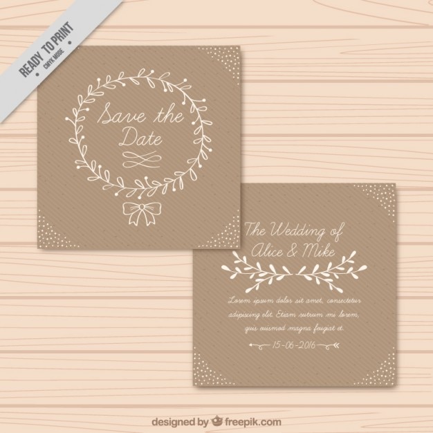 Download Free Vector | Cute wedding invitation with hand drawn ...