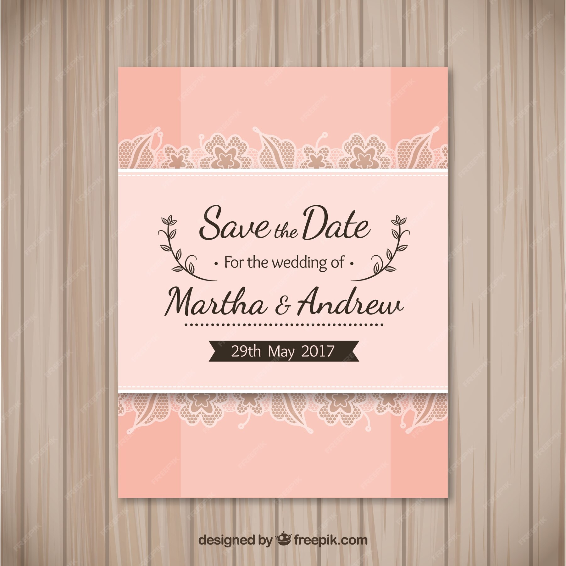 Free Vector | Cute Wedding Invitation With Leaves