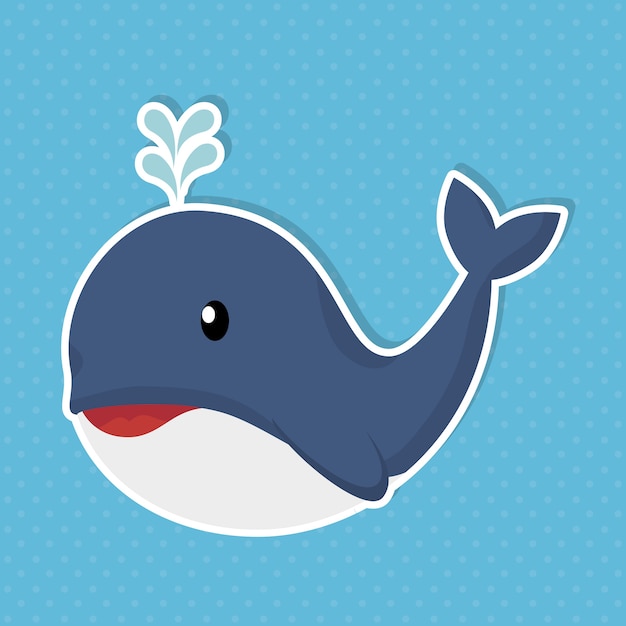 プレミアムベクター かわいいクジラの赤ちゃんアイコンのベクトルのイラスト