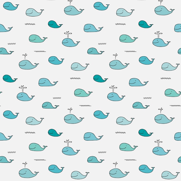 Premium Vector | Cute whale pattern.