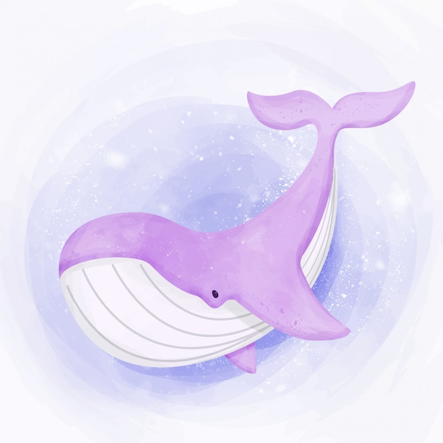 かわいいクジラが海で泳ぐ プレミアムベクター