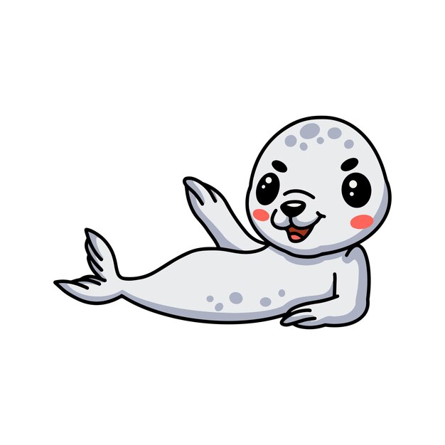 Premium Vector | Cute white little seal cartoon