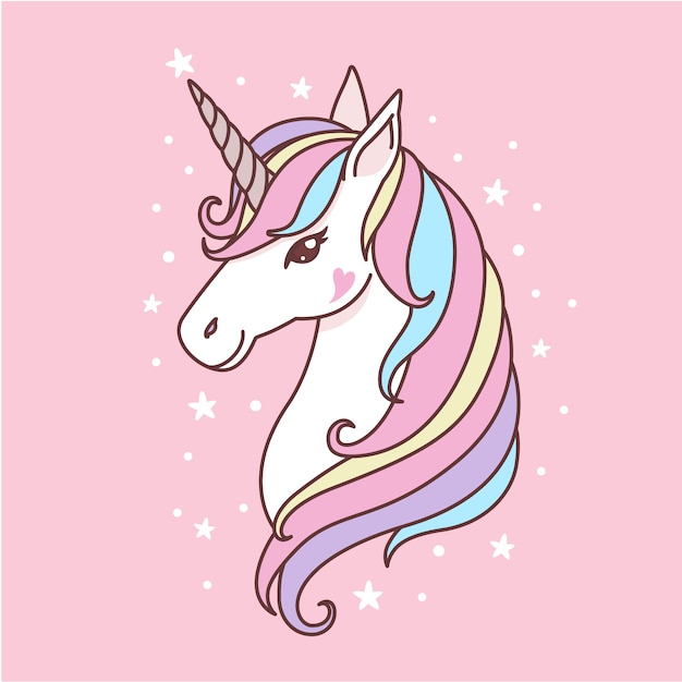 Download Cute white unicorn head | Premium Vector
