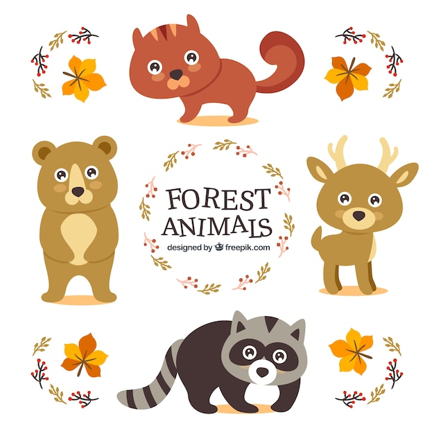 Download Free Vector | Cute wild animals with bright eyes