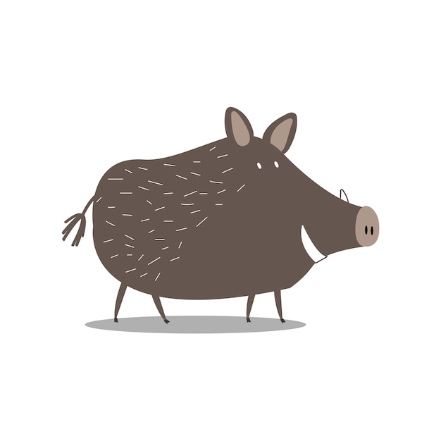 Free Vector Cute Wild Boar Cartoon Illustration