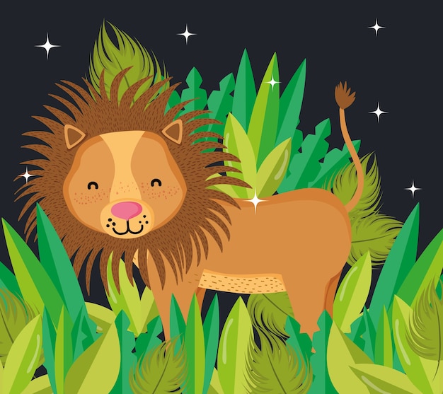 かわいい野生動物のライオン動物のベクトルイラストグラフィックデザイン プレミアムベクター