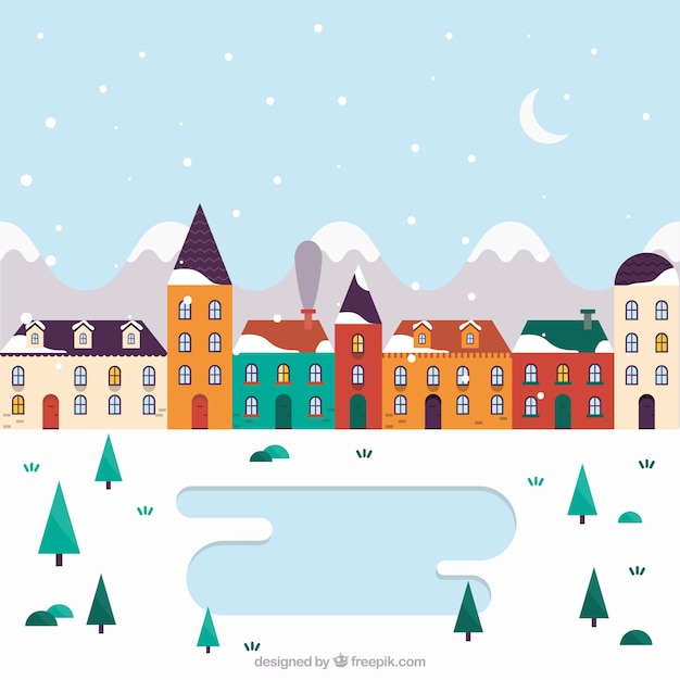 Cute winter village Vector | Premium Download