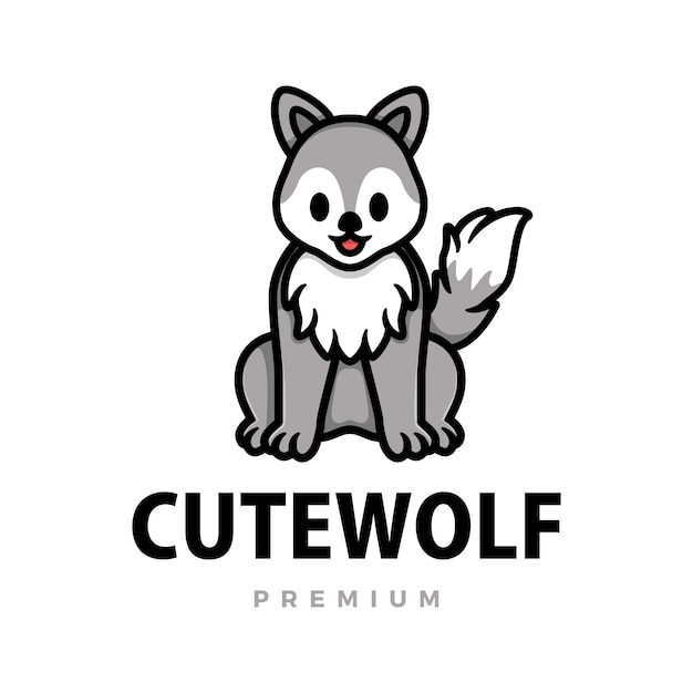 Premium Vector Cute Wolf Cartoon Logo Icon Illustration