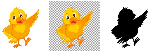 かわいい黄色の鳥の漫画のキャラクター プレミアムベクター