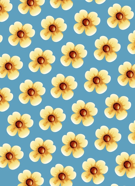 かわいい黄色い花のパターンの背景イラスト プレミアムベクター