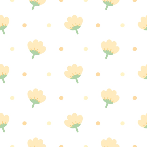 かわいい黄色の花のシームレスなパターン背景 プレミアムベクター