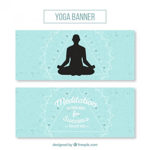 Cute yoga banners with a pose silhouette