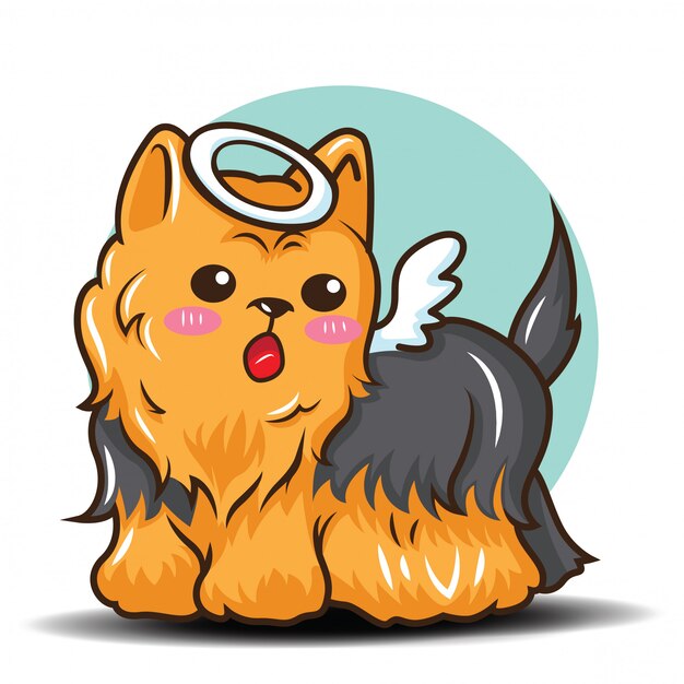 Cute yorkshire terrier cartoon. pet concept. | Premium Vector