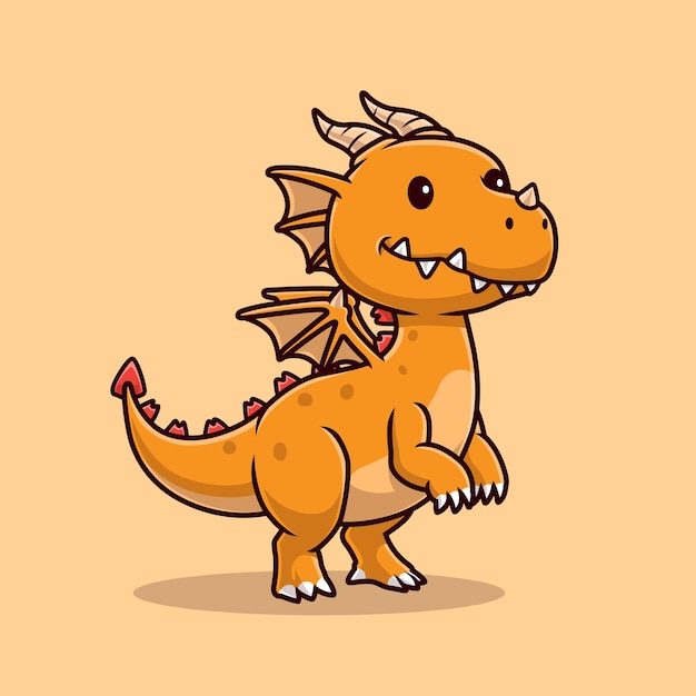 Download Free Vector | Cute young dragon cartoon vector icon illustration. animal nature icon concept ...