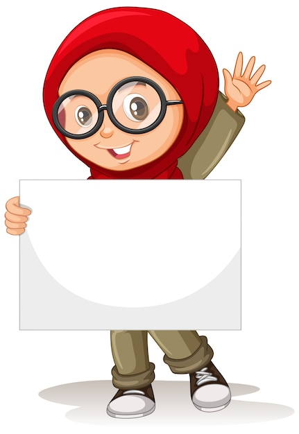 Free Vector | Cute young girl cartoon character holding blank poster