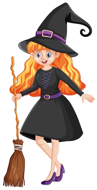 Free Vector | Cute young witch cartoon character