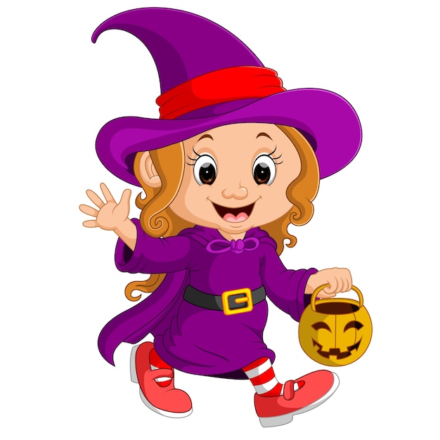 Premium Vector | Cute young witch