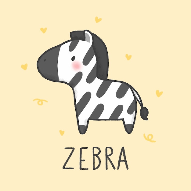 Premium Vector Cute zebra cartoon hand drawn style