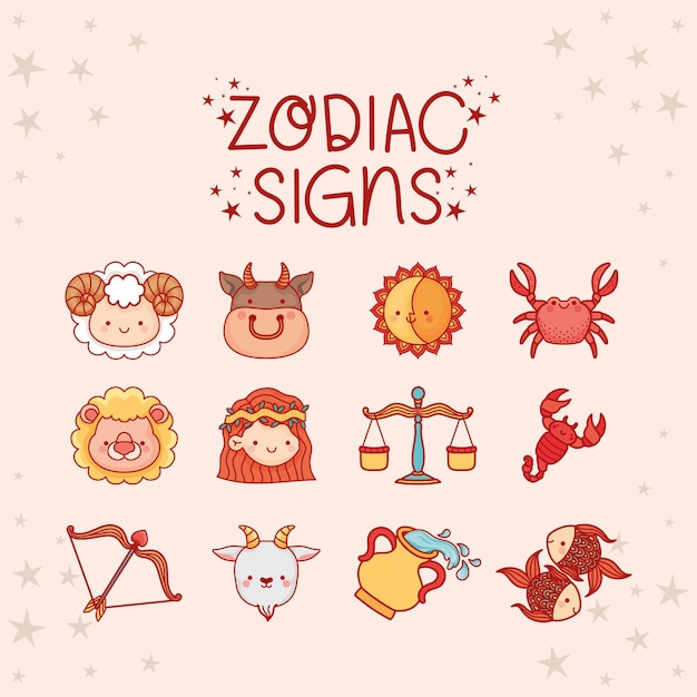 Premium Vector | Cute zodiac signs