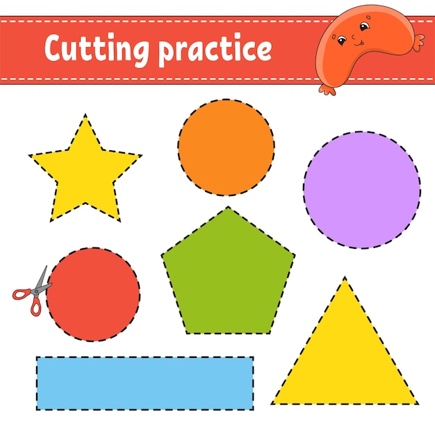 Premium Vector | Cutting practice for kids e