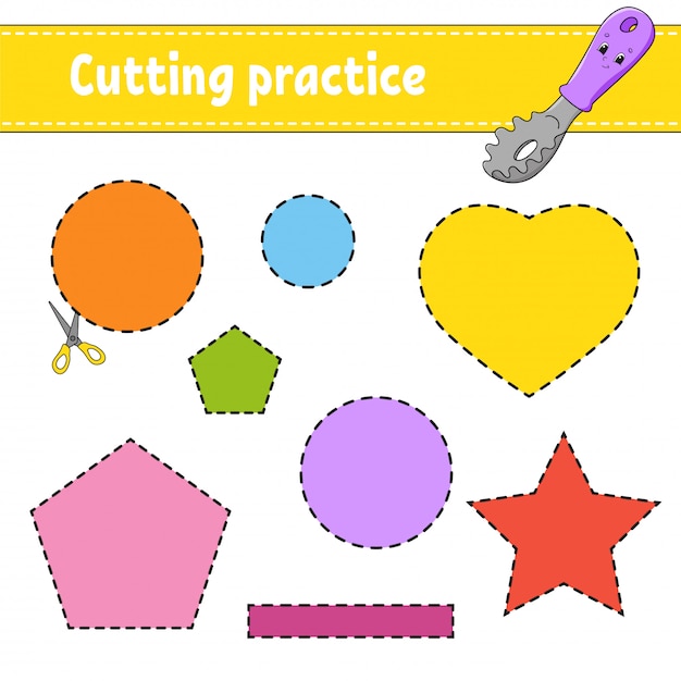 Premium Vector | Cutting practice for kids. education developing ...