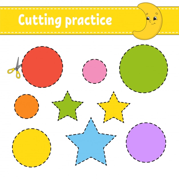 Premium Vector | Cutting practice for kids. education developing worksheet.