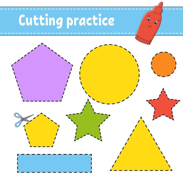 Premium Vector | Cutting practice for kids