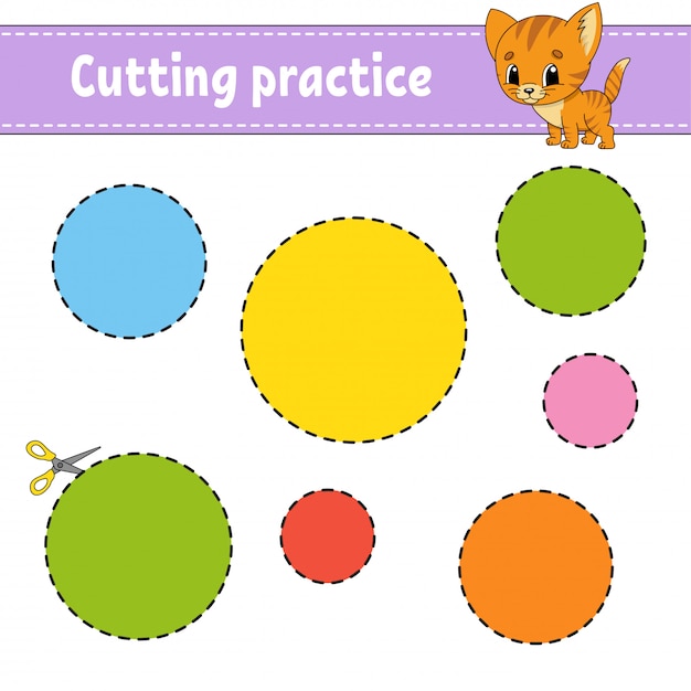 Premium Vector | Cutting practice for kids.