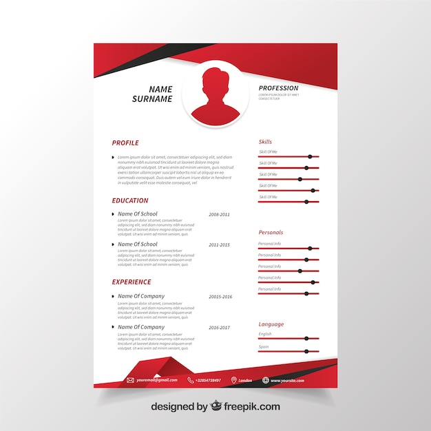cv template in red vector