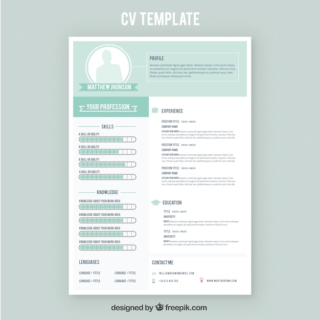 cv template with green details vector