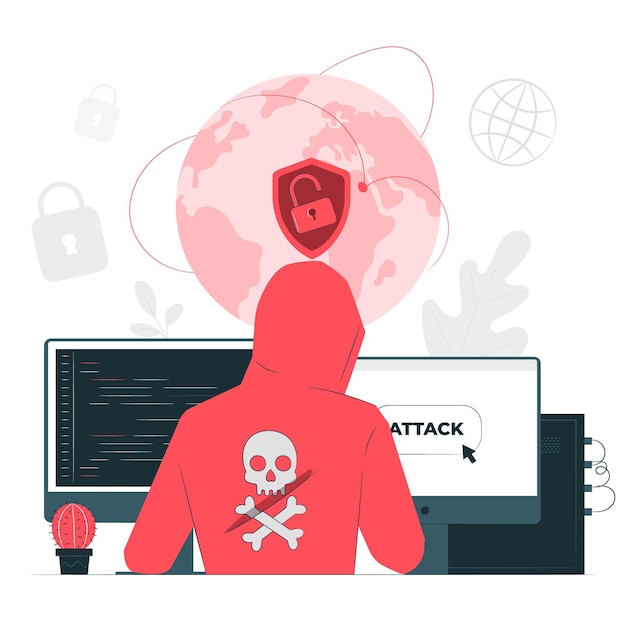 Cyber attack concept illustration Free Vector