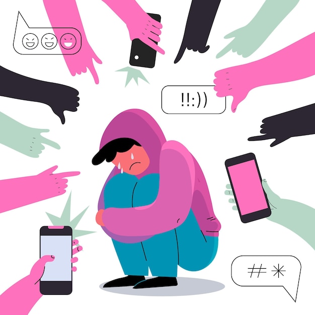 Premium Vector | Cyber bullying concept