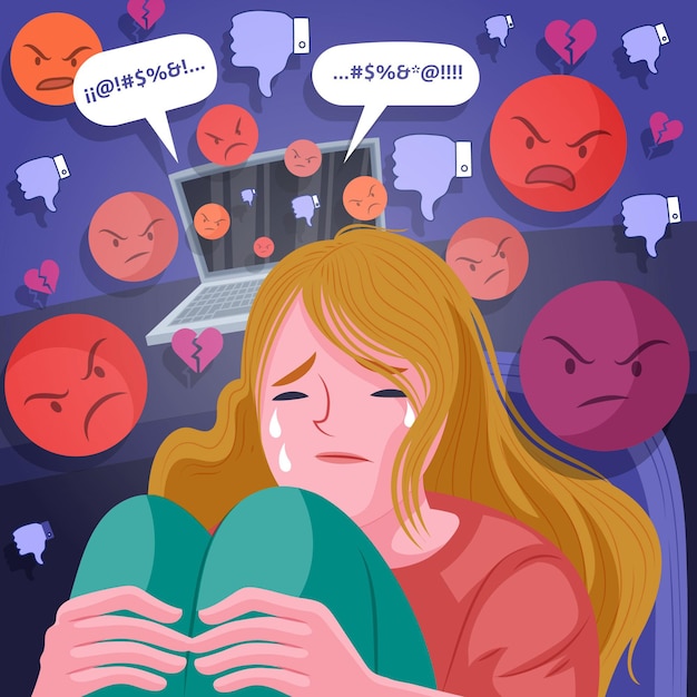 Cyber bullying concept Free Vector