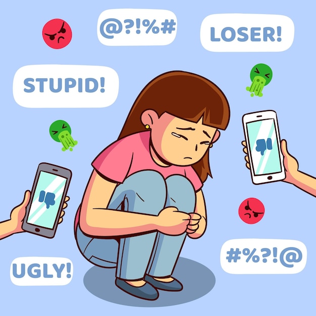 Cyber Bullying Illustration Theme Free Vector 4132