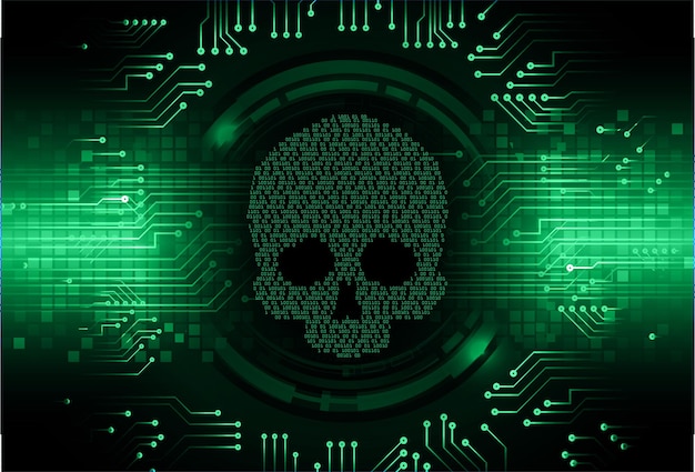 cyber hacker attack background skull vector 42077 9126