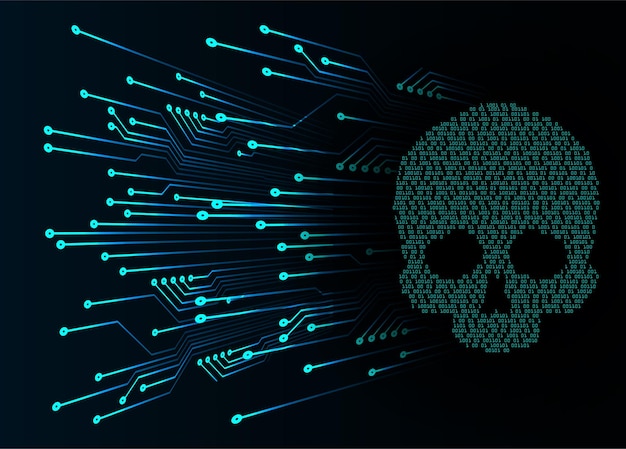 Premium Vector | Cyber hacker attack background skull vector