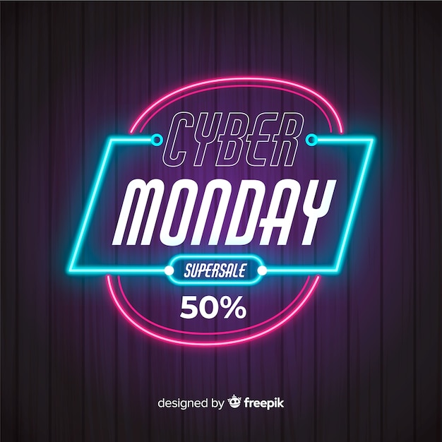 Cyber monday concept with flat design background | Free Vector