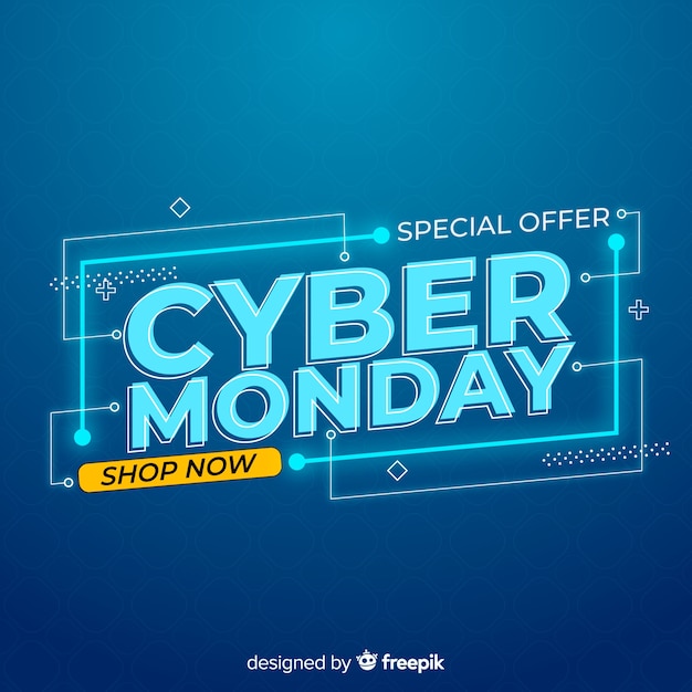Cyber monday concept with flat design background Free Vector