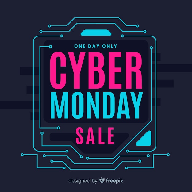 Free Vector | Cyber monday concept with flat design background