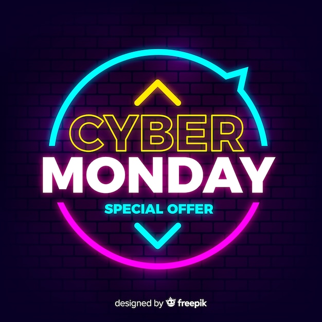 Free Vector | Cyber monday concept with neon background