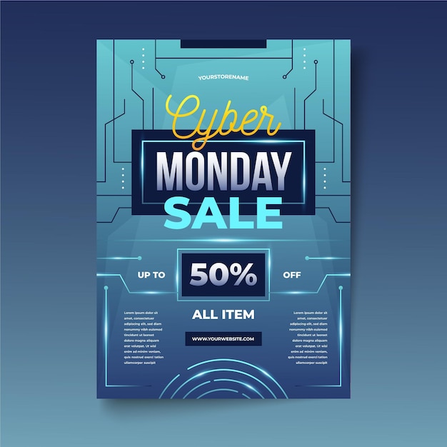Free Vector | Cyber monday flyer in realistic style