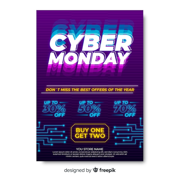 Cyber monday flyer template in flat design Vector | Free Download