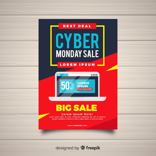 Cyber monday flyer template with flat design | Free Vector