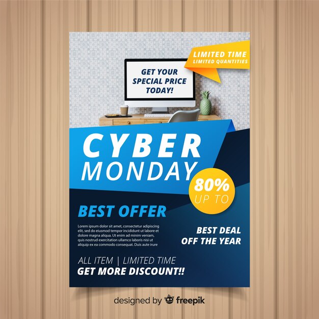 Free Vector Cyber monday flyer template