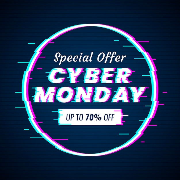 Premium Vector | Cyber monday promo in glitch style